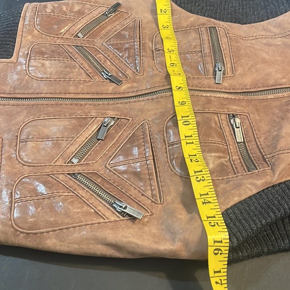 BCBG Maxazria, Brown, Leather, Biker Jacket, Vest, Size XSmall - Picture 10 of 14